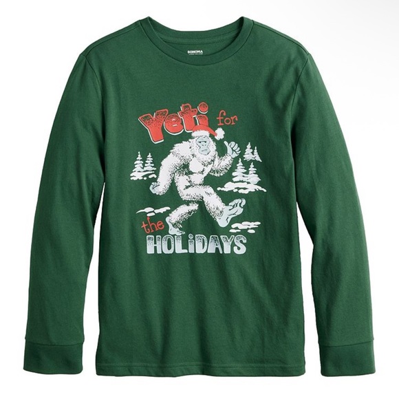 Sonoma Goods For Life Other - Sonoma Kids' Green 'Yeti for the Holidays' Long Sleeve Tee